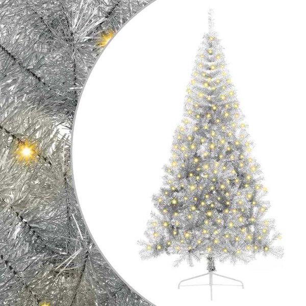 vidaXL &Aacute;rbol de Navidad Artificial Preiluminado Plateado 240 cm PET