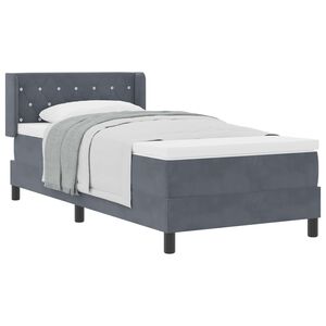 vidaXL Cama tipo Box Spring Gris oscuro 200 x 90 cm Poli&eacute;ster
