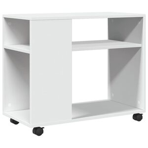 vidaXL Mesa auxiliar con ruedas madera ingenier&iacute;a blanco 70x35x60 cm