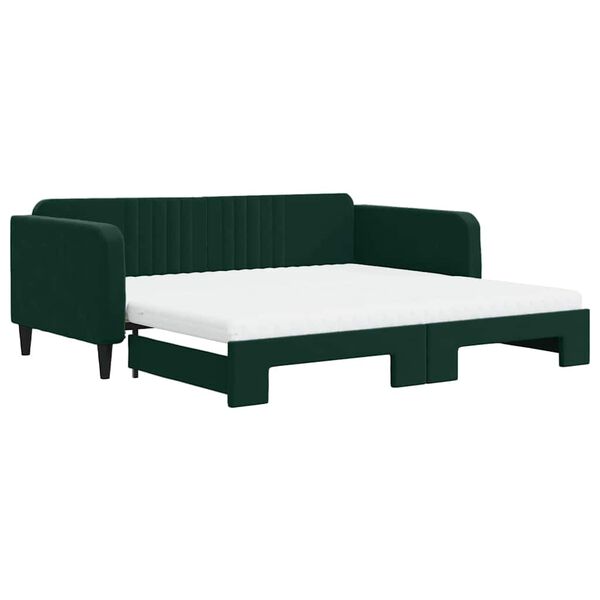 vidaXL Sofá cama nido con colchón terciopelo verde oscuro 100x200 cm