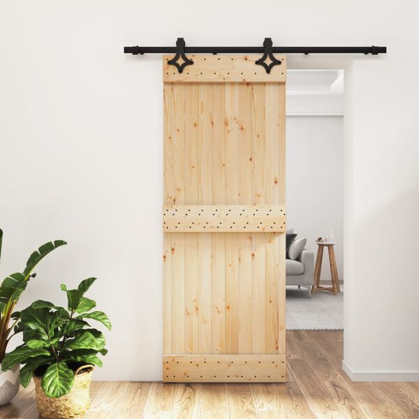 vidaXL Puerta corredera con herrajes madera maciza de pino 80x210 cm