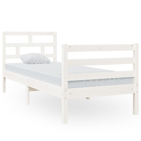 vidaXL Estructura de cama individual madera maciza blanco 75x190 cm