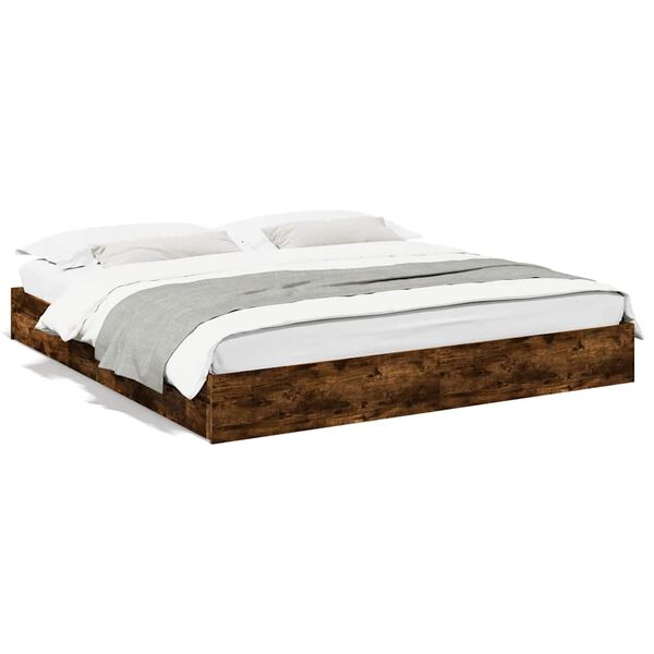 vidaXL Cama con cajones madera de ingenier&iacute;a roble ahumado 180x200 cm
