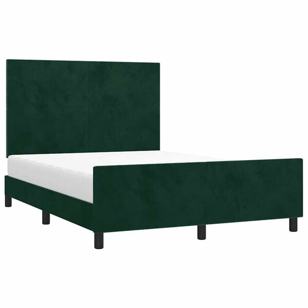 vidaXL Estructura cama sin colch&oacute;n terciopelo verde oscuro 140x190 cm