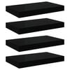 vidaXL Estante flotante de pared 4 uds MDF negro brillo 40x23,5x3,8 cm