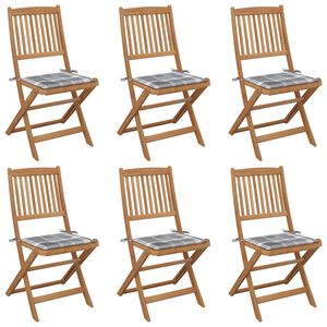vidaXL Sillas plegables (6 unidades) con cojines, de madera maciza de acacia.