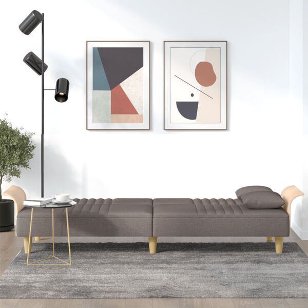 vidaXL Sof&aacute; cama con reposabrazos tela gris taupe