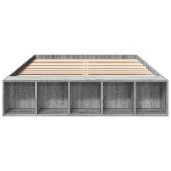 vidaXL Estructura de cama madera de ingenier&iacute;a gris Sonoma 120x200 cm