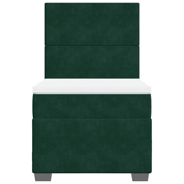 vidaXL Cama box spring con colch&oacute;n terciopelo verde oscuro 90x190 cm
