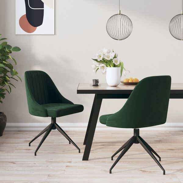 vidaXL Sillas de comedor 2 unidades terciopelo verde oscuro