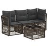 vidaXL Conjunto de sof&aacute;s de jard&iacute;n 4 pcs Gris rat&aacute;n sint&eacute;tico