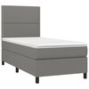 vidaXL Cama box spring colch&oacute;n y luces LED tela gris oscuro 90x200 cm
