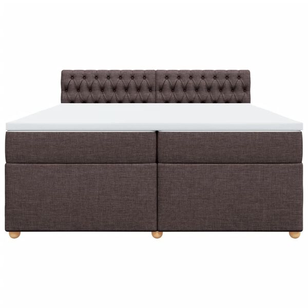 vidaXL Cama box spring con colch&oacute;n tela marr&oacute;n oscuro 200x200 cm