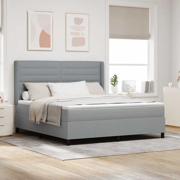 vidaXL Cama tipo Box Spring con colch&oacute;n Gris claro 180 x 200 cm tela
