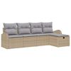 vidaXL Conjunto de sof&aacute; de jard&iacute;n 5 uds. Beige rat&aacute;n sint&eacute;tico