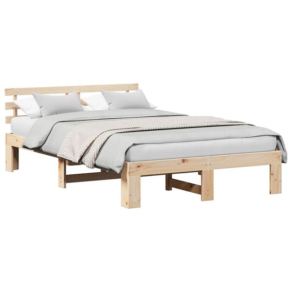 vidaXL Estructura de cama Natural 120 x 200 cm Madera de pino macizo