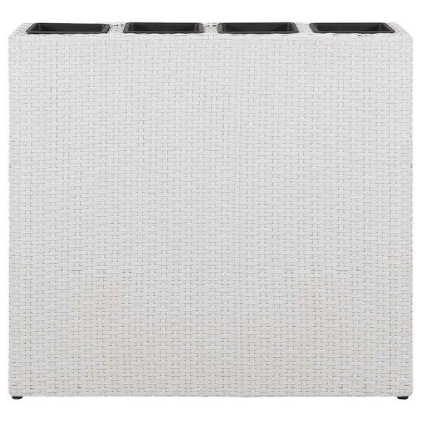 vidaXL Jardinera alta con 4 macetas 2 uds ratán sintético blanco