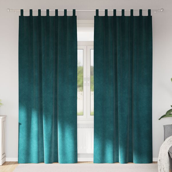 vidaXL Cortinas opacas 2 pcs Verde oscuro 140 x 260 cm Terciopelo