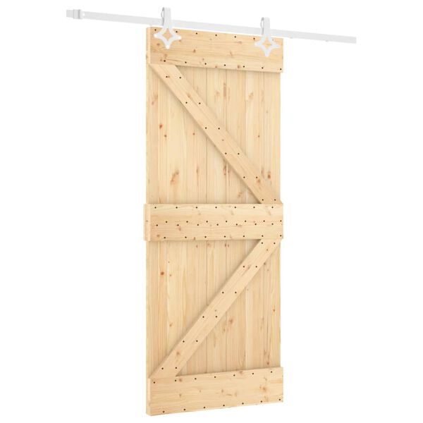 vidaXL Puerta corredera con herrajes madera maciza de pino 80x210 cm