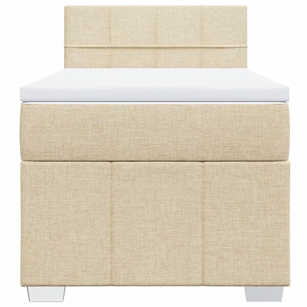 vidaXL Cama box spring con colch&oacute;n tela color crema 90x200 cm