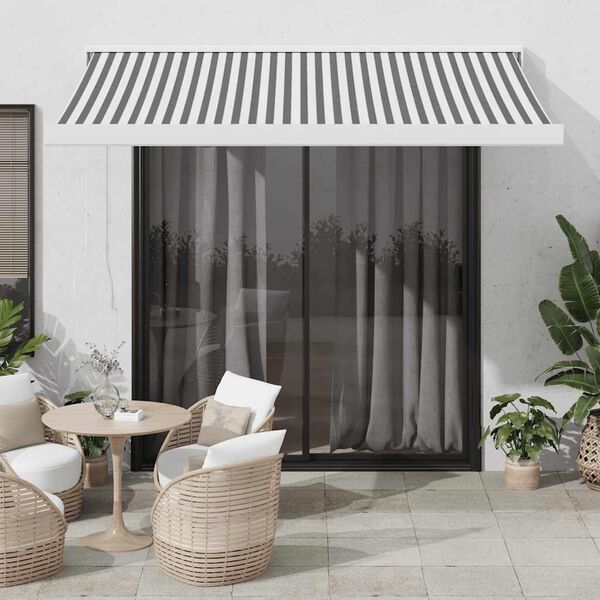 vidaXL Toldo retr&aacute;ctil aluminio y tela gris antracita y blanco 3x2,5 m