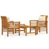vidaXL Set de muebles para jard&iacute;n 3 piezas con cojines madera acacia