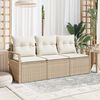 vidaXL Conjunto de sof&aacute; de jard&iacute;n con coj&iacute;n 3 pcs Beige y Crema