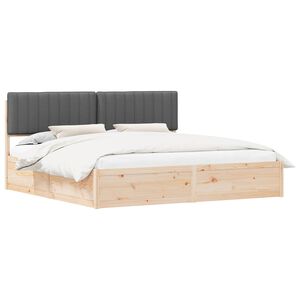 vidaXL Estructura de Cama con Cabecera Tapizada Gris oscuro