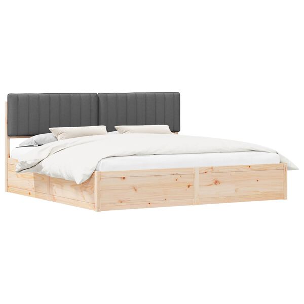 vidaXL Estructura de Cama con Cabecera Tapizada Gris oscuro