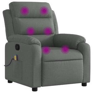vidaXL Sill&oacute;n de masaje reclinable de tela gris oscuro
