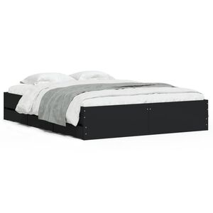 vidaXL Cama con cajones madera de ingenier&iacute;a negro 140x190 cm