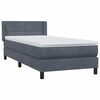 vidaXL Cama box spring con colch&oacute;n terciopelo gris oscuro 90x220 cm