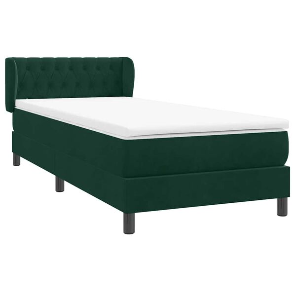 vidaXL Cama box spring con colch&oacute;n terciopelo verde oscuro 80x220 cm