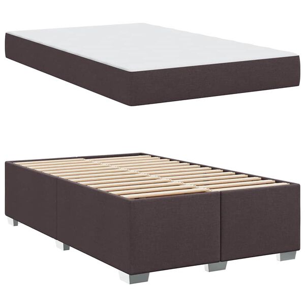 vidaXL Estructura de cama con colch&oacute;n Marr&oacute;n Oscuro 120 x 190 cm tela