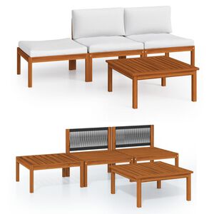 vidaXL Conjunto de jard&iacute;n 4 piezas con cojines color crema 63x63 cm