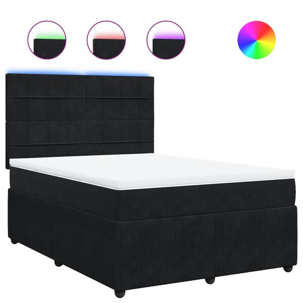vidaXL Cama box spring con colch&oacute;n terciopelo negro 160x200 cm