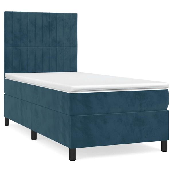 vidaXL Cama box spring con colch&oacute;n terciopelo azul oscuro 80x200 cm