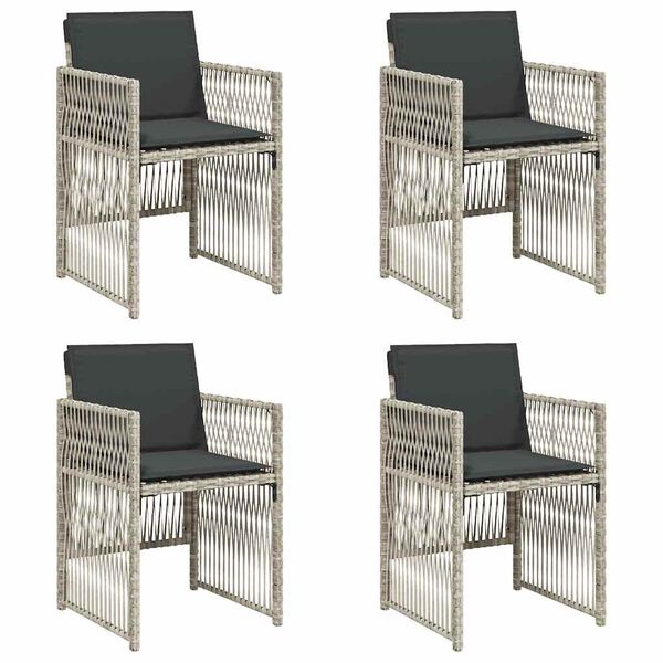 vidaXL Sillones de jard&iacute;n con cojines 4 uds rat&aacute;n sint&eacute;tico gris claro
