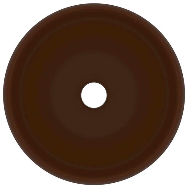 vidaXL Lavabo de lujo redondo cer&aacute;mica marr&oacute;n oscuro mate 40x15 cm
