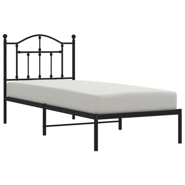 vidaXL Estructura cama sin colch&oacute;n con cabecero metal negro 90x190 cm