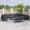 vidaXL Conjunto de sof&aacute;s de jard&iacute;n con coj&iacute;n 13 pcs Negro Aluminio