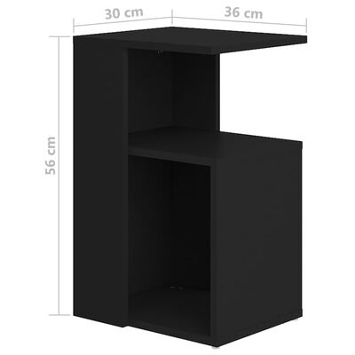 vidaXL Mesa auxiliar de madera contrachapada negro 36x30x56 cm
