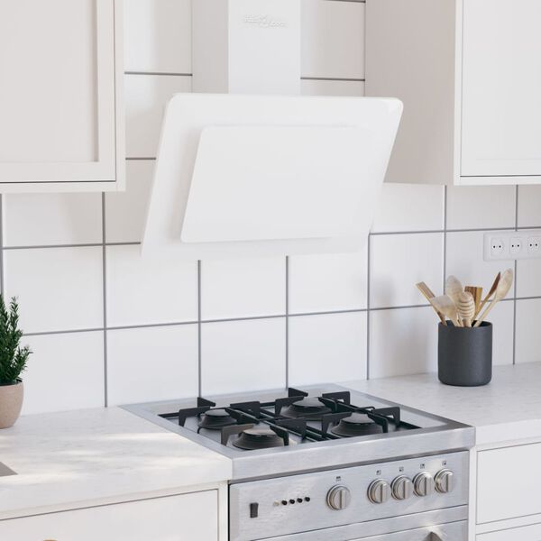 vidaXL Campana extractora acero inoxidable vidrio templado blanco 60cm