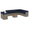 vidaXL Set de sof&aacute;s de jard&iacute;n 11 pzas y cojines rat&aacute;n sint&eacute;tico gris