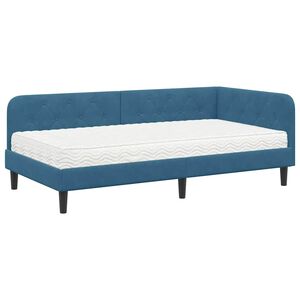 vidaXL Estructura de cama en esquina Azul 90 x 200 cm Terciopelo