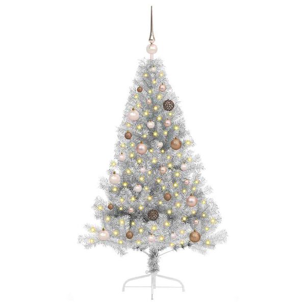vidaXL &Aacute;rbol de Navidad Artificial Preiluminado Plateado 150 cm PET