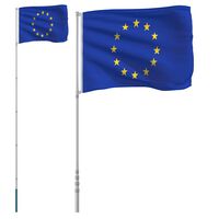 vidaXL Mástil y bandera de Europa aluminio 5,55 m