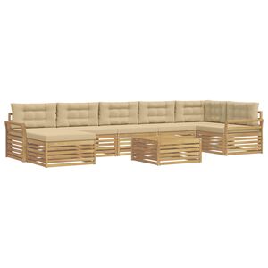 vidaXL Conjunto de sof&aacute;s de exterior 8 uds. y Beige