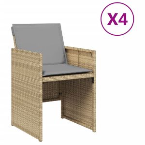 vidaXL Sillones jard&iacute;n con cojines 4 uds rat&aacute;n sint&eacute;tico beige mezcla