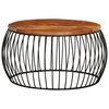 vidaXL Mesa de centro de madera maciza reciclada Ø68 cm